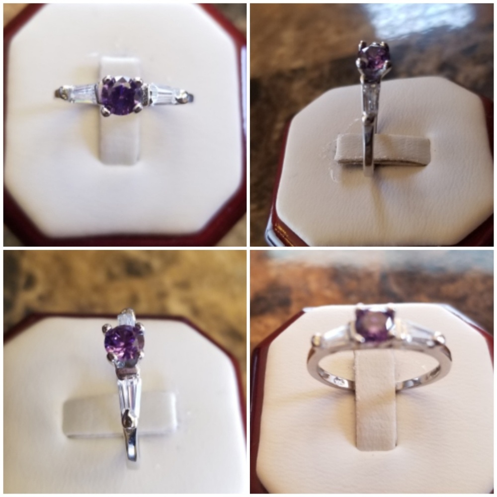 Genuin 1ct Amethyst/White Sapphire Ring 8 - Picture 3 of 5
